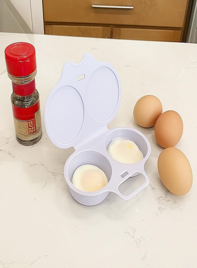 Guduling Microwave Egg Poacher 2 Eggs,White Egg Poacher,2 Cavity Nonstick Poached Eggs Maker With Lid,Egg Poachers Microwave Egg Cooker,Kitchen Dining Specialty Cookware - Image 4
